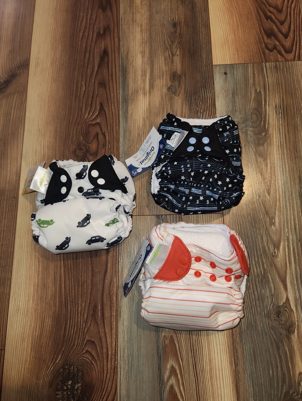Bumgenius Reusable Kids Cloth Diaper Trio - Black, White, Orange